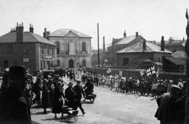 Foundry Square with station of old Hayle Railway Line